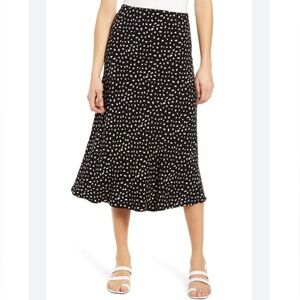 Rails Anya Black/Ivory Spots Midi Skirt Size Xs